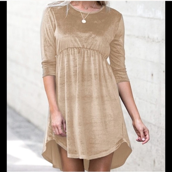 Velour mini dress Champagne color size 2x NWT - Picture 2 of 9
